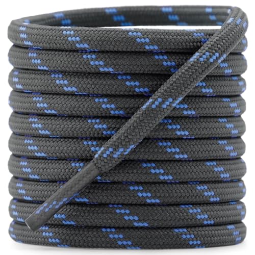 DELELE Round Work Boot Laces: 55 inch Dark Grey Blue Heavy Duty Hiking Shoe Laces for Boots 2 Pair - Image 1