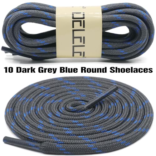 DELELE Round Work Boot Laces: 55 inch Dark Grey Blue Heavy Duty Hiking Shoe Laces for Boots 2 Pair - Image 2