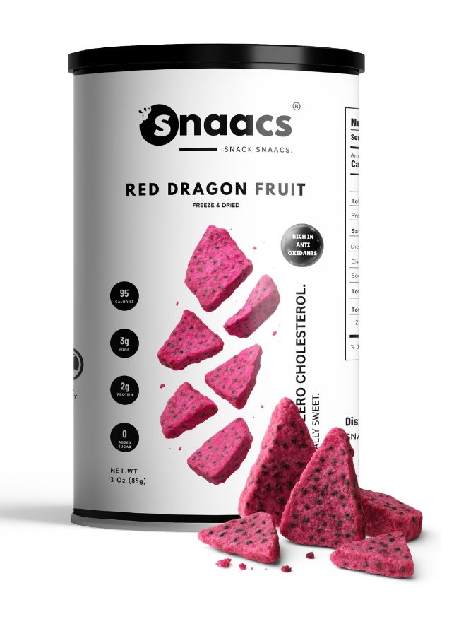 SNAACS Freeze-Dried Red Dragon Fruit | No Added Sugar and Vibrant Crunchy Fruit Snack - 4 oz | 113 g - Image 1