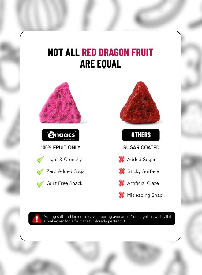 SNAACS Freeze-Dried Red Dragon Fruit | No Added Sugar and Vibrant Crunchy Fruit Snack - 4 oz | 113 g - Image 2