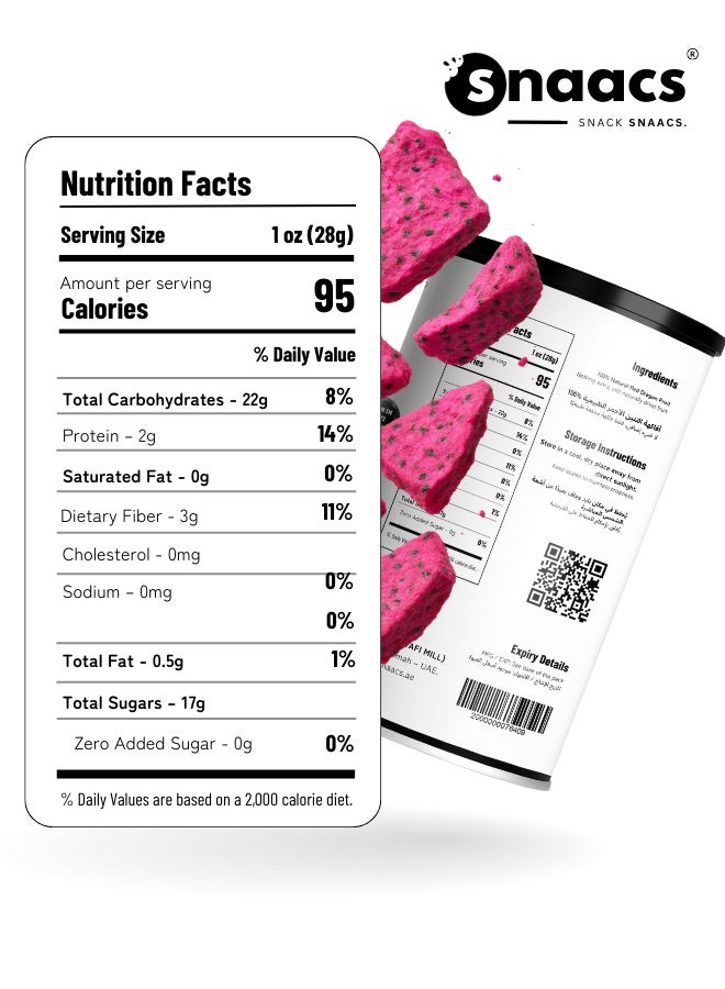 SNAACS Freeze-Dried Red Dragon Fruit | No Added Sugar and Vibrant Crunchy Fruit Snack - 4 oz | 113 g - Image 5