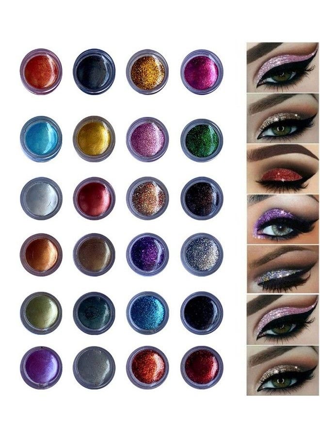 Vozwa Shining Eyeshadow Glitter/Shimmer Powder(24 Pcs) Multicolor Shimmery Finish  - Image 3