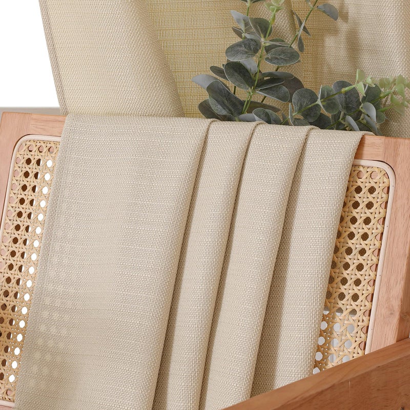 Chyhomenyc Short Curtains 36 Inch Length, Faux Linen Textured Small Kitchen Curtains, Light Filtering Half Window Curtains for Bathroom Basement Cabinet, Each 30x36 Inch, Linen Color - Image 5
