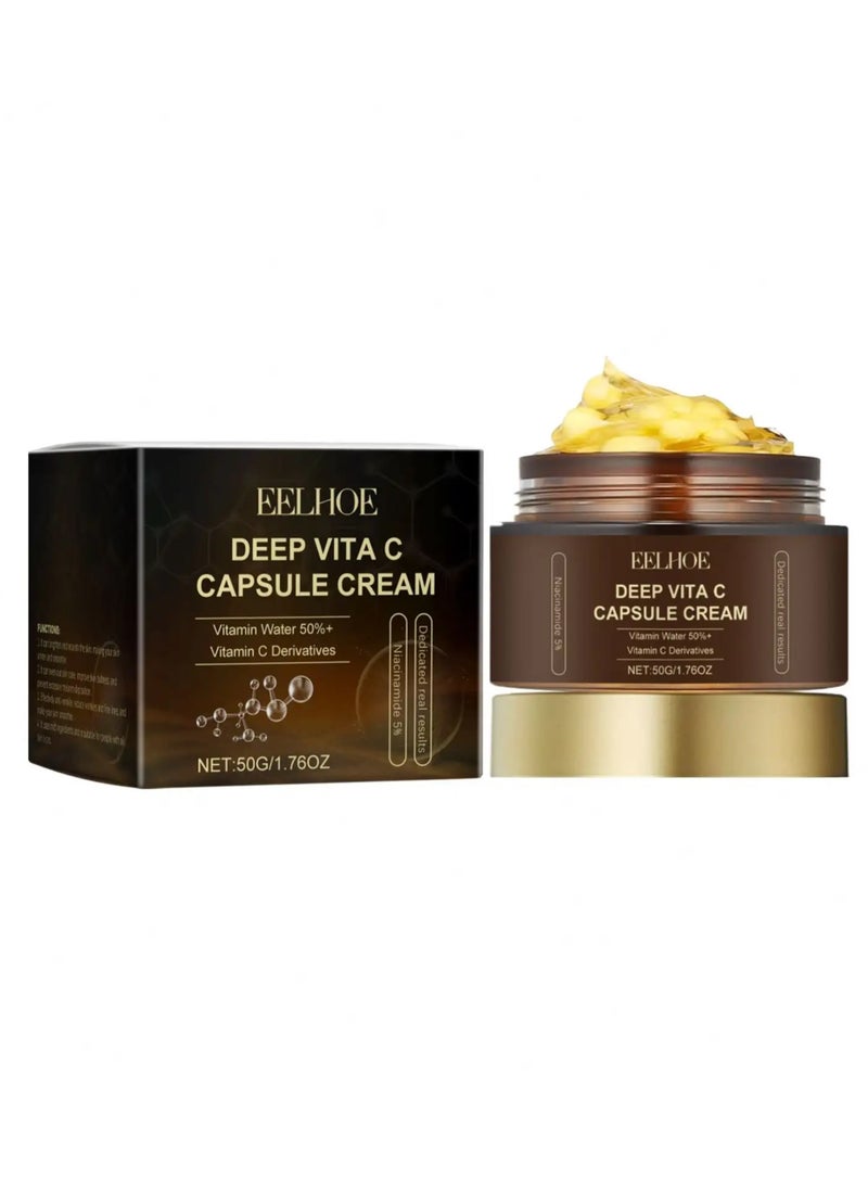 EELHOE 50G Deep Vitamin C Night Moisturizer Capsule Cream Hydration Vitamin C Golden Capsule Face Cream - Image 1