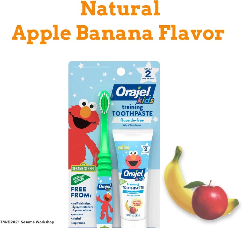 Orajel Kids Elmo Training Toothpaste and Toothbrush Combo - Fluoride-Free, Banana Apple Flavor, 1 Oz - Image 5