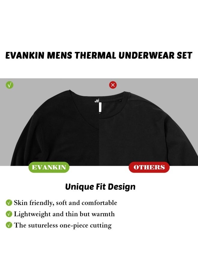GGEROU - Men's Thermal Underwear Set Soft Thermal Underwear Base Layer Long Johns Set V-Neck Thermal Underwear - Image 1
