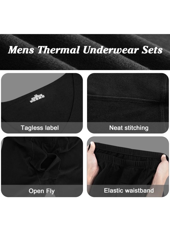 GGEROU - Men's Thermal Underwear Set Soft Thermal Underwear Base Layer Long Johns Set V-Neck Thermal Underwear - Image 1