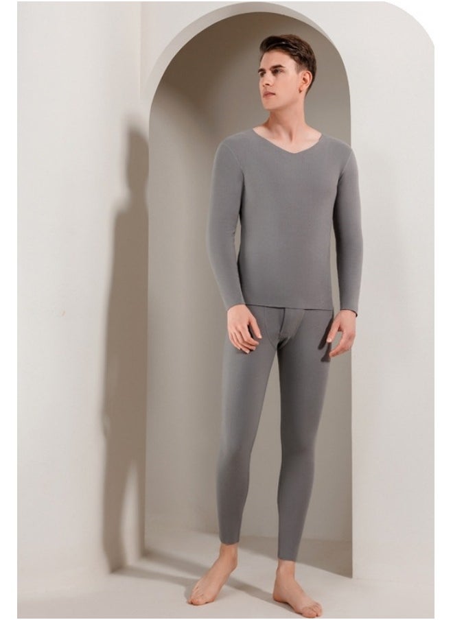 GGEROU - Men's Thermal Underwear Set Soft Thermal Underwear Base Layer Long Johns Set V-Neck Thermal Underwear - Image 1