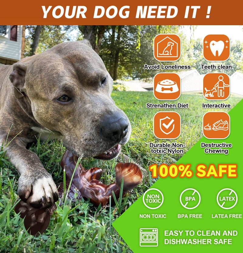 MOXIKIA Dog Chew Toys for Aggressive Chewers Almost Indestructible Dog Toys,Bacon Flavor,Tough Dog Bone Toys for Medium/Large Breed Dogs,Best Chew Toys to Keep Them Busy - Image 5