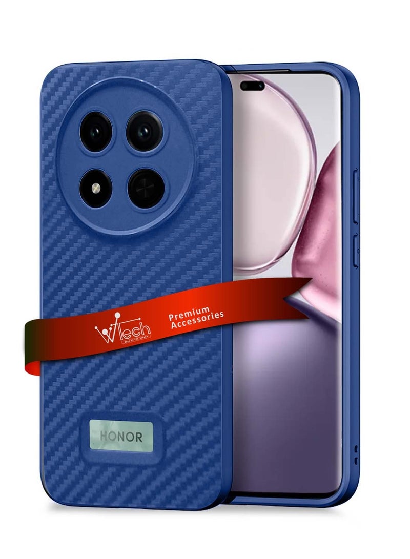 Wtech Honor X9c 5G 2024 / Honor Magic7 Lite 5G 2025 Liquid Silicone Carbon Fiber Texture Case Cover - Navy Blue - Image 1
