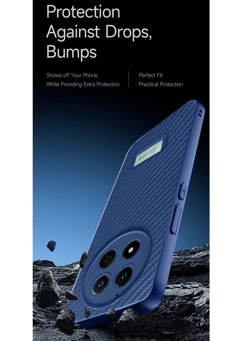 Wtech Honor X9c 5G 2024 / Honor Magic7 Lite 5G 2025 Liquid Silicone Carbon Fiber Texture Case Cover - Navy Blue - Image 3