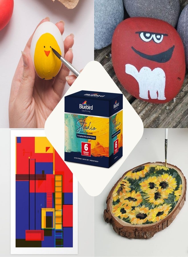 Bluebird  ألوان أكريليك من BLUEBIRD استوديو، ألوان أساسية، عبوة 6، 3.4 أونصة سائلة لكل منها، طلاء أكريليك أساسي لتزيين الهالوين، حرف يدوية للمبتدئين والفنانين - Image 5