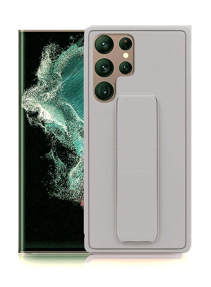 بورتوني جراب Galaxy S22 Ultra Cover Car Mount بمسند التثبيت ومقبض الإصبع لهاتف Samsung Galaxy S22 Ultra (رمادي) - Image 1