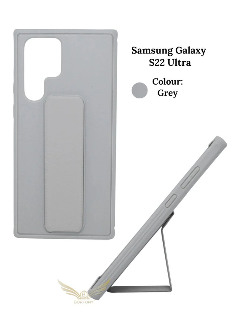 بورتوني جراب Galaxy S22 Ultra Cover Car Mount بمسند التثبيت ومقبض الإصبع لهاتف Samsung Galaxy S22 Ultra (رمادي) - Image 2