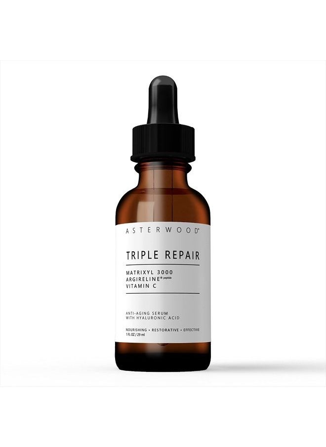 Asterwood Naturals - Asterwood Triple Repair Matrixyl 3000 + Argireline + Hyaluronic Acid + Organic Vitamin C Serum for Face; Anti-Aging Face Serum, Anti-Wrinkle Serum, Facial Skin Serum Skin Care Products, 29ml/1 oz - Image 1