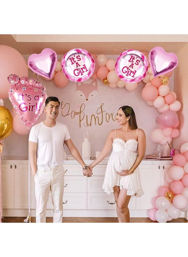 Baby Gender Reveal Decorations 'It's a Girl' - Pink Baby Feet Balloons 'Welcome Baby Girl' for Baby Shower - Pack of 5 Pieces - Image 5