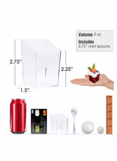 SYOSI 30 x 3 oz Mini Dessert Cups with Spoons Square Slanted - Clear Plastic Parfait Appetizer Cup  - Image 2