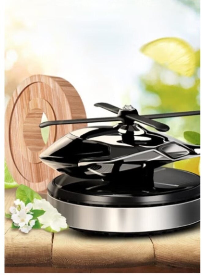 Air Freshener, Car Fragrance Diffuser Solar Rotating Automotive Air Fresheners Ornament Helicopter Shape Solid Aromatherapy Decoration for Car and Home (Black) - Image 2