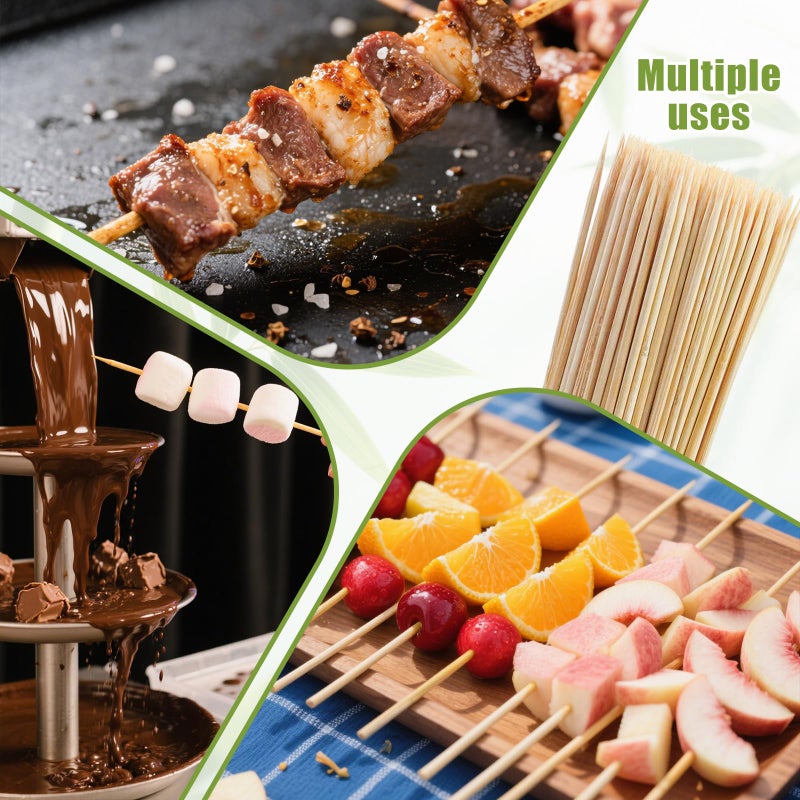 Aerisque 200PCS 8 inch Bamboo Skewers for BBQ,Appetizer,Fruit,Cocktail,Kabob,Chocolate Fountain,Grilling,Kitchen, Crafting and Party. More Size Choices 6"/8"/10"/12"/36" - Image 4