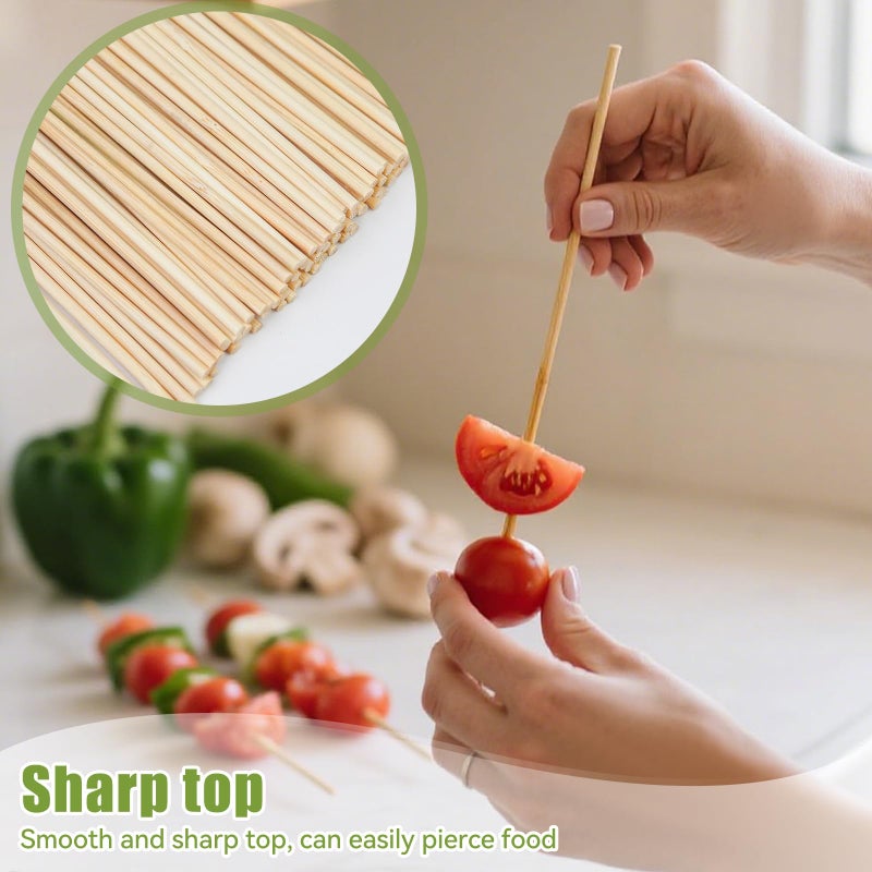 Aerisque 200PCS 8 inch Bamboo Skewers for BBQ,Appetizer,Fruit,Cocktail,Kabob,Chocolate Fountain,Grilling,Kitchen, Crafting and Party. More Size Choices 6"/8"/10"/12"/36" - Image 3