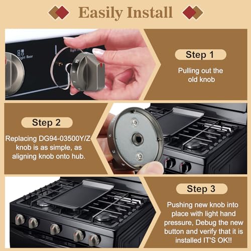 Casmer NE63T8111SG/AA NE63T8311SG/AA NE63BG8315SGAA knob for Samsung Electric Stove/Oven, DG94-03500Y DG94-03500Z knob Replacement dg64-00975a (Black) - Image 5