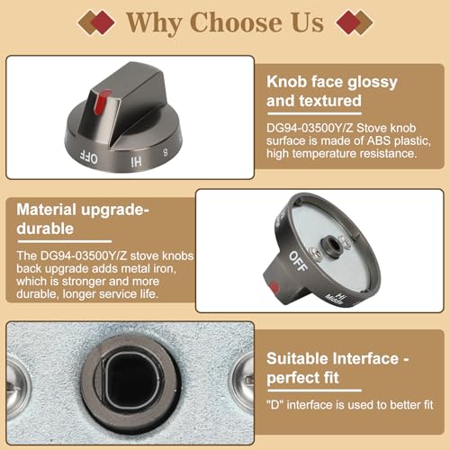 Casmer NE63T8111SG/AA NE63T8311SG/AA NE63BG8315SGAA knob for Samsung Electric Stove/Oven, DG94-03500Y DG94-03500Z knob Replacement dg64-00975a (Black) - Image 4