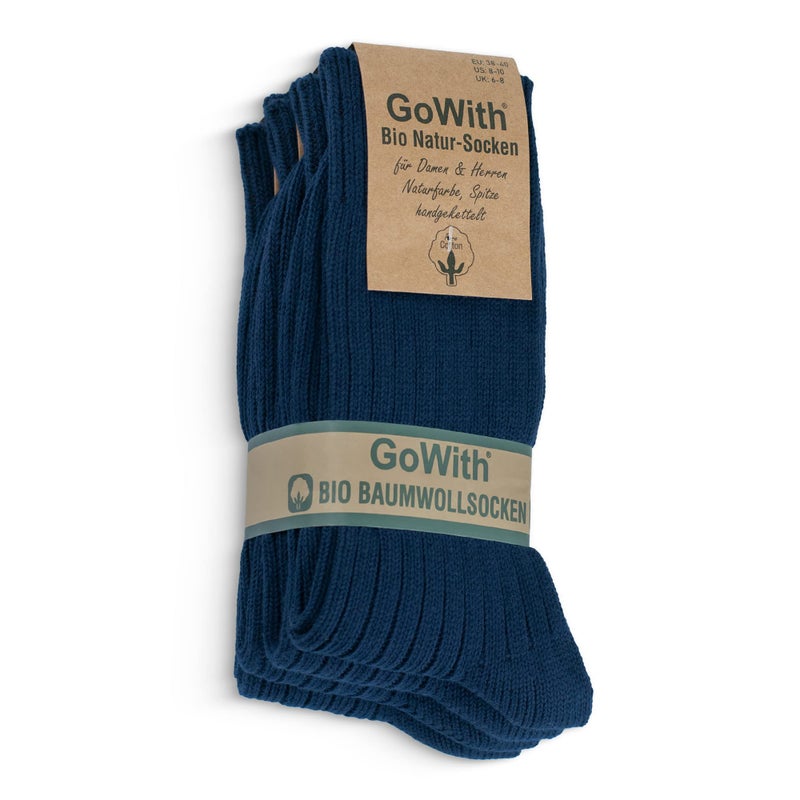 GoWith 4 Pairs Unisex Natural 97% Cotton Crew Socks, Comfy Cozy Breathable Seamless Casual Socks for Men & Women, Multicolor-6, Medium, Model 3012 - Image 1