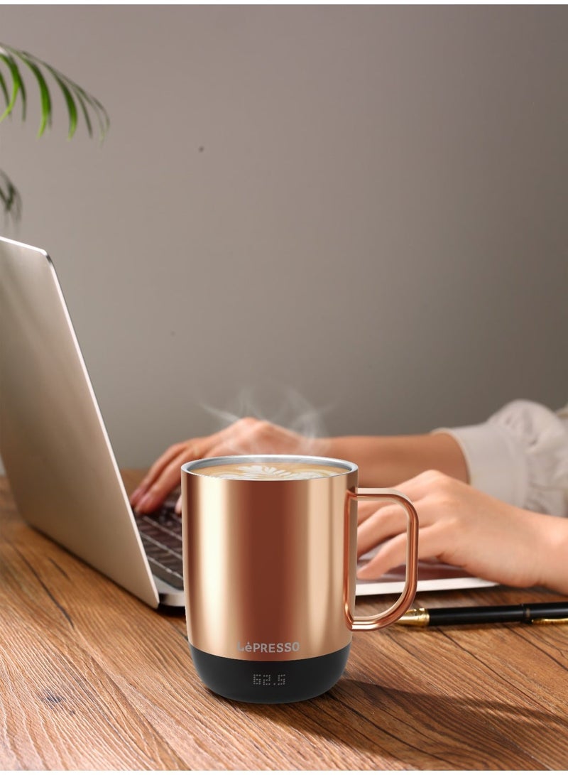 LePRESSO AURELIO Ceramic Mug with Temperature Control Base / Temperature Range 50°C to 62.5°C / Capacity 300ml / Capacity 300ml IPX7 / Charger Type-C - Rose Gold - Image 5