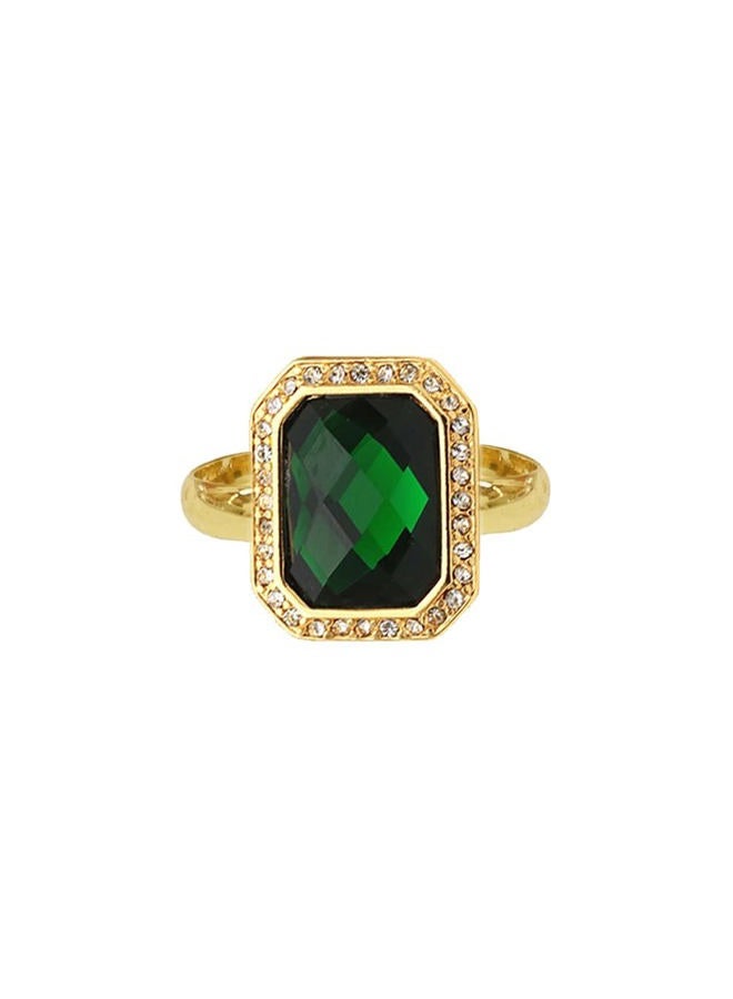 OIDIMS Green Simulated Emerald Statement Ring Women's Classical Gem Stone Engagement Jewelry Big Crystal Wedding Open Ring AAAA Cubic Zirconia Adjustable Finger Ring Retro Temperament Gift for Women Girls - Image 1