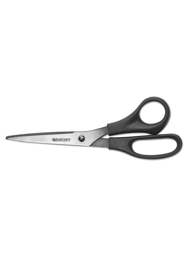Westcott 8" Straight All Purpose Scissors, Black, 3-Pack - Image 1