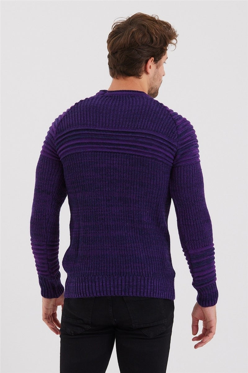 Cool Tarz Cool Style Men's Purple Ribbed Knitwear SWEATER-TRZCM28888R301S  - Image 5
