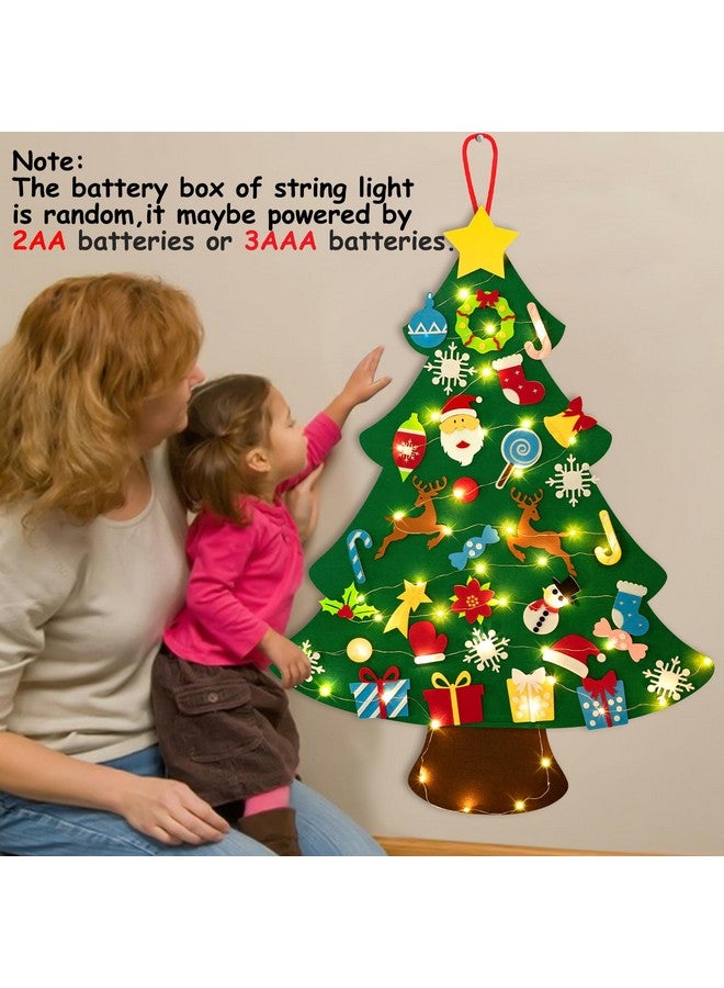 jollylife 3ft DIY Lighted Felt Christmas Tree Set Plus Snowman Advent Calendar - Xmas Decorations Wall Hanging 33 Ornaments Kids Gift with String Light (Batteries Not Included) - Image 5