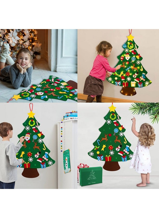 jollylife 3ft DIY Lighted Felt Christmas Tree Set Plus Snowman Advent Calendar - Xmas Decorations Wall Hanging 33 Ornaments Kids Gift with String Light (Batteries Not Included) - Image 2
