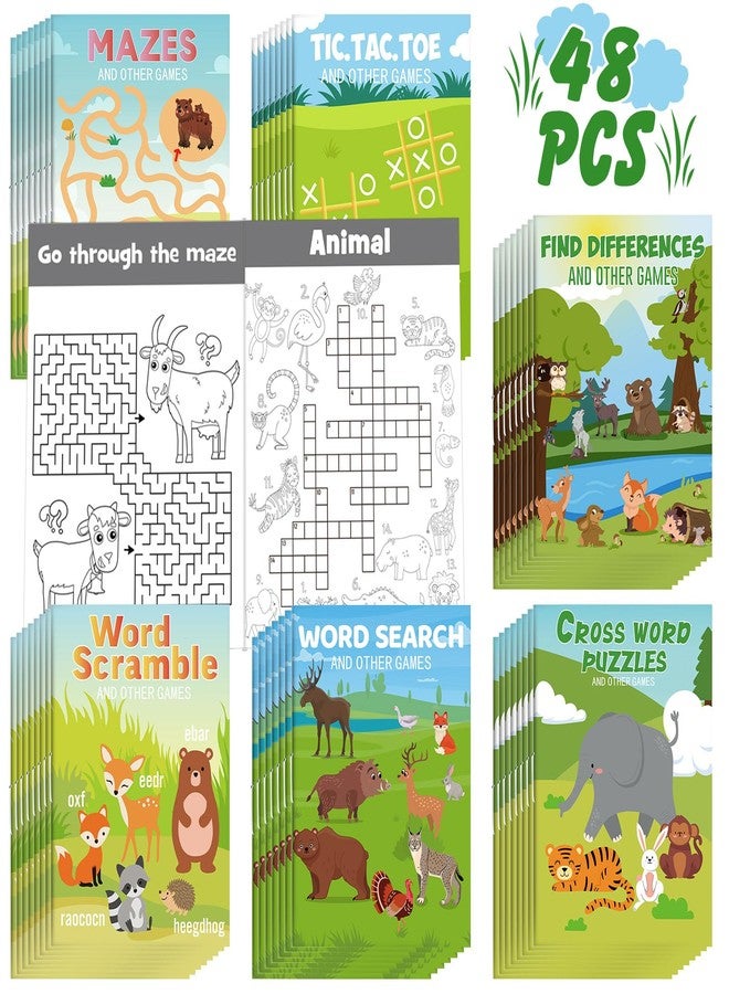 هونغداو مجموعة كتب أنشطة صغيرة من هونغداو، 48 قطعة، تضم حيوانات الغابة، مناسبة للأولاد والبنات، مليئة بالمرح والألعاب، وتتضمن أنشطة تفاعلية مثل المتاهات وألعاب الكلمات المتقاطعة وغيرها. هدية مثالية للطلاب والحفلات والفصول الدراسية. - Image 1