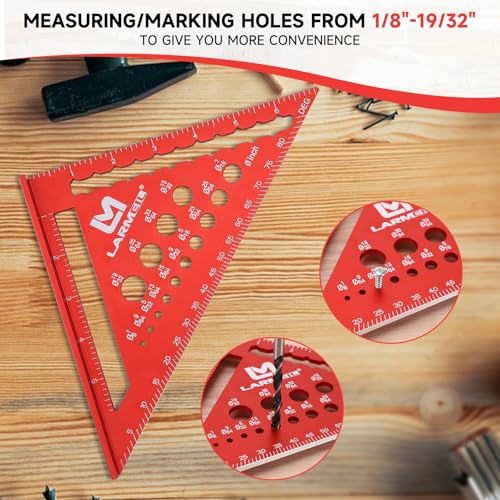 LARMEIL Rafter Square 7 Inch and Framing Square 12 Inch Carpenter Square Set, Woodworking Square Tool, Aluminum Squares Metal Ruler for Woodworking - Image 5