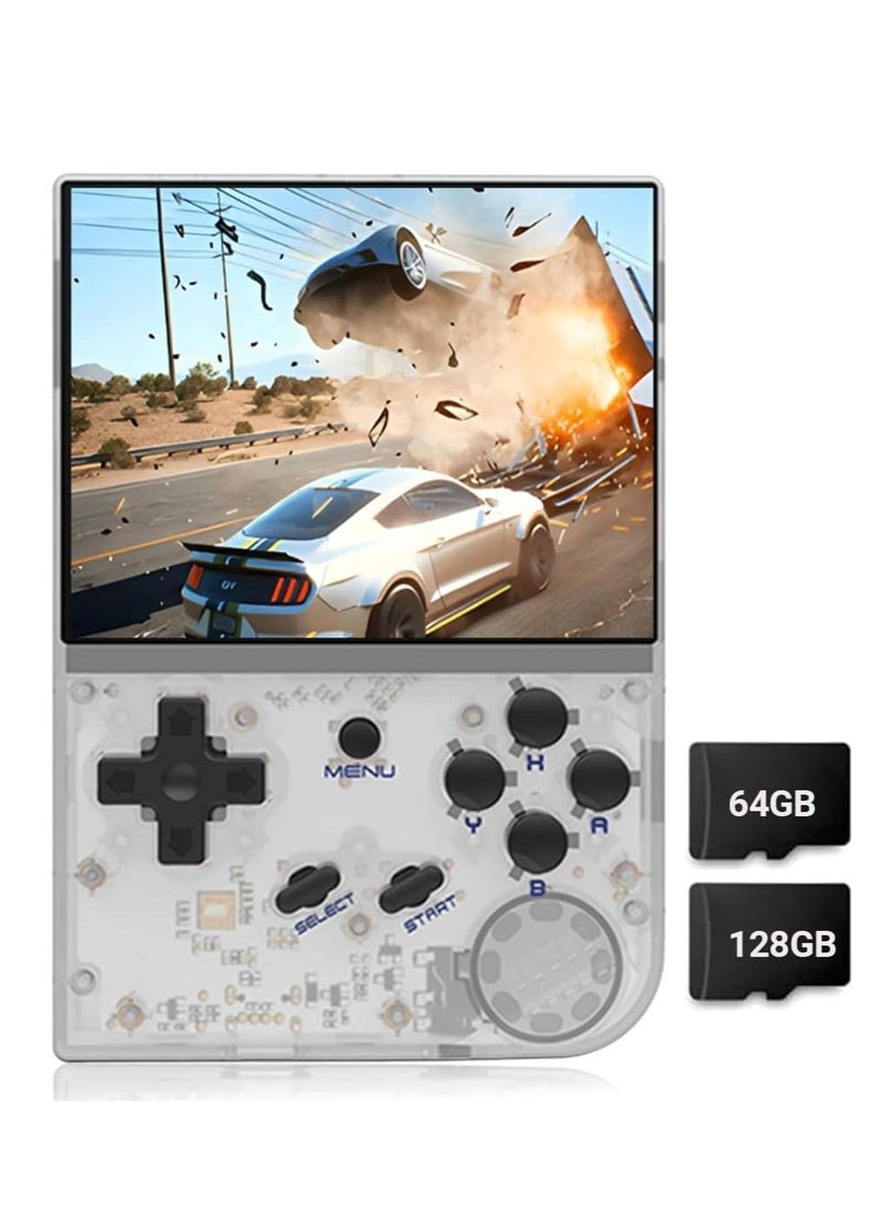 ANBERNIC  RG35XX Handheld Game Console, 3.5 Inch IPS Screen Linux System Retro Video Games Consoles, Portable Pocket Video Player with 8000+ Games (White, 64G+128G)  - Image 1