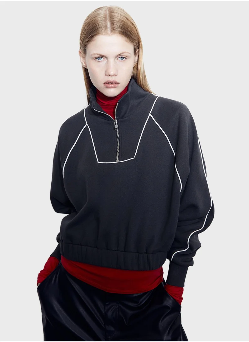 اتش اند ام Oversized Zip-Top Sweatshirt