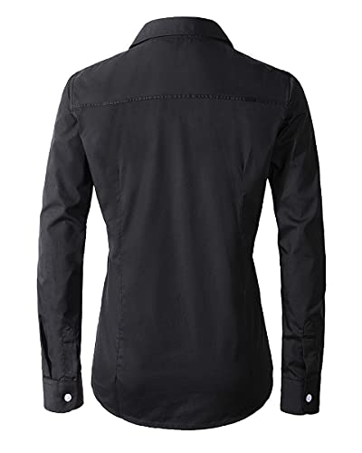 Beninos Women's Formal Work Wear Simple Shirt (225 Black, M) - Image 2