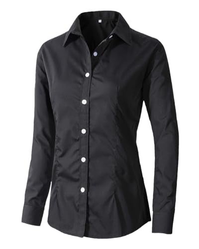 Beninos Women's Formal Work Wear Simple Shirt (225 Black, M) - Image 1