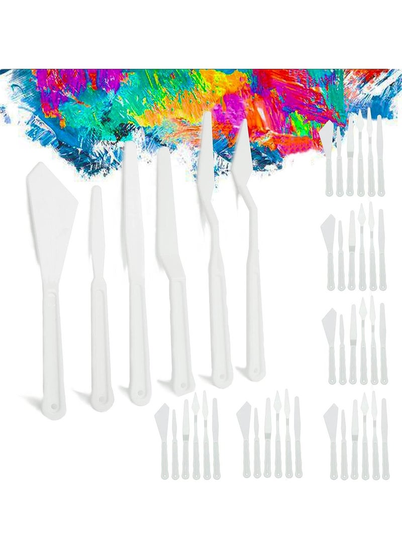 SYOSI Plastic Spatula Palette Knives Set, Palette Knife Painting Knife for Mixing, Spreading, Scratching, Layering Colors, Thin and Flexible Art Tools for Carving, Oil, Acrylic, Watercolor Painting (42PCS)  - Image 1