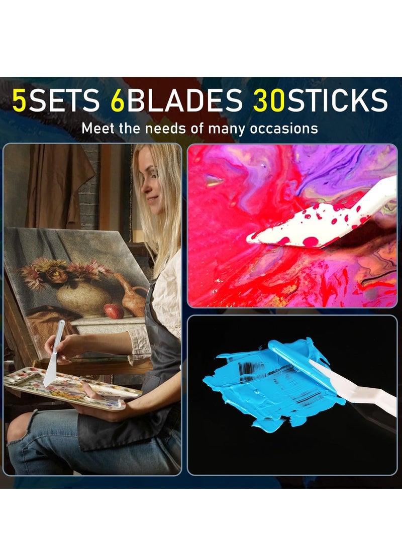 Plastic Spatula Palette Knives Set, Palette Knife Painting Knife for Mixing, Spreading, Scratching, Layering Colors, Thin and Flexible Art Tools for Carving, Oil, Acrylic, Watercolor Painting (42PCS)