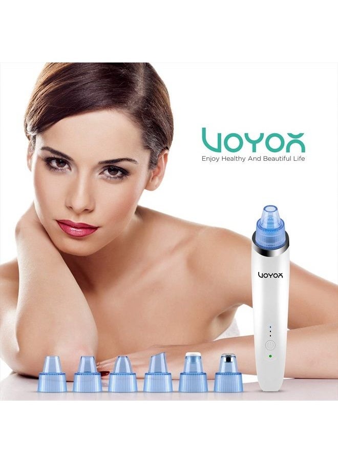 VOYOR - Blackhead Remover Pore Vacuum - Electric Face Vacuum Pore Cleaner Acne White Heads Removal with 6 Suction Head BR410 - Image 1