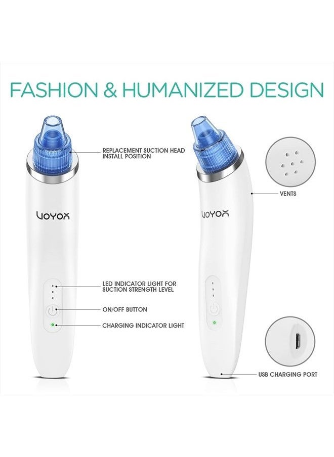 VOYOR - Blackhead Remover Pore Vacuum - Electric Face Vacuum Pore Cleaner Acne White Heads Removal with 6 Suction Head BR410 - Image 1