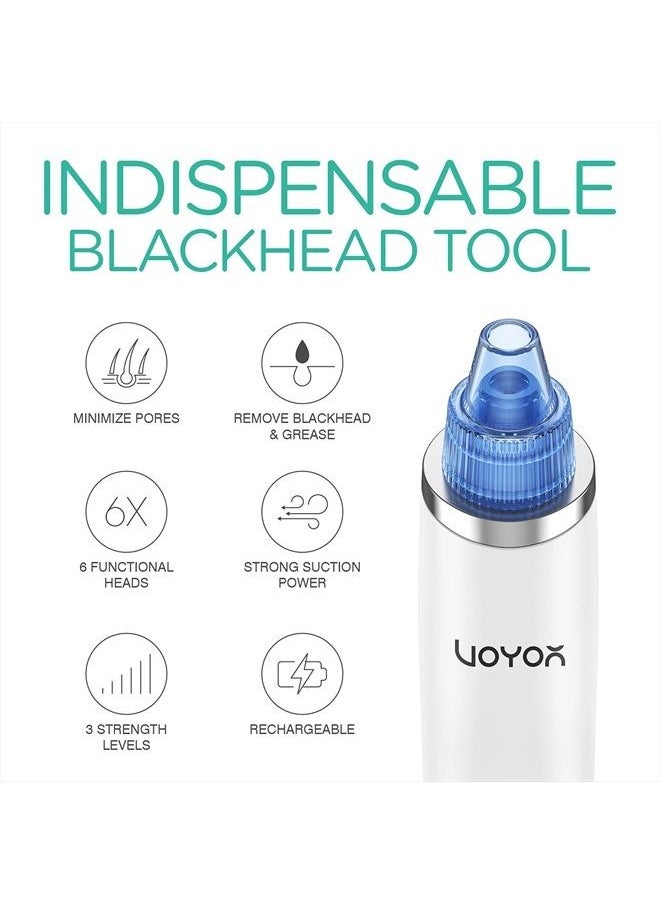 VOYOR - Blackhead Remover Pore Vacuum - Electric Face Vacuum Pore Cleaner Acne White Heads Removal with 6 Suction Head BR410 - Image 1