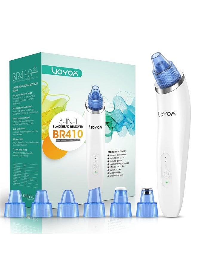 VOYOR - Blackhead Remover Pore Vacuum - Electric Face Vacuum Pore Cleaner Acne White Heads Removal with 6 Suction Head BR410 - Image 1