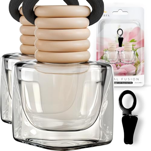 Perfa Pink Floral Car Air Freshener Hanging Car Freshener with Vent Clip Fragrance Oil Diffuser SlowRelease Aroma Technology Adjustable Scent Intensity Feminine Scented Accessories by Perfa - Image 1