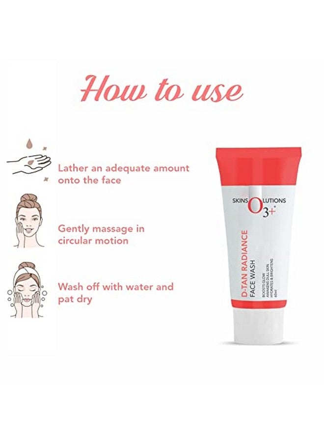 O3+ D-Tan Radiance Face Wash With Vitamin C Glowing Skin And Deep Cleanses And Unifies Skin Tone 60Gm | Detan Face Wash For Tan Removal  - Image 4