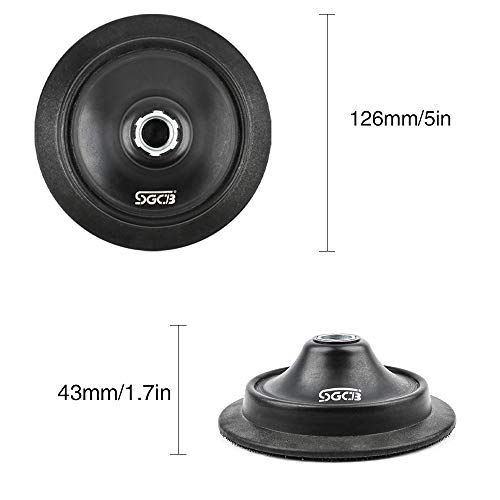 SGCB 5” RO Rotary Flexible Backing Plate, Hoop-and-Loop Face 5/8” Thread PU Soft Backing Pad Used On Rotary Polisher Sander for Sanding Polishing Buffing Finishing - Image 2
