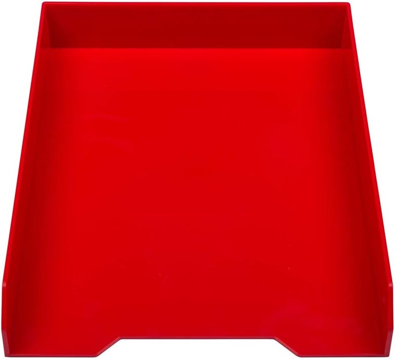 JAM Paper Stackable Paper Trays - Red - Desktop Document, Letter, & File Organizer Tray - Sold Individually - Image 2