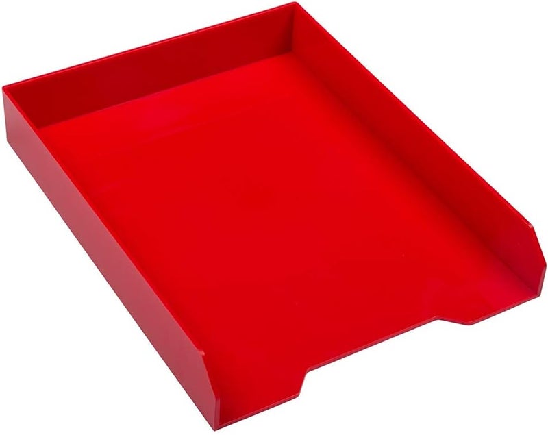 JAM Paper Stackable Paper Trays - Red - Desktop Document, Letter, & File Organizer Tray - Sold Individually - Image 1